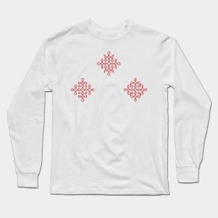 Dot Kolam outline in red Long Sleeve T-Shirt